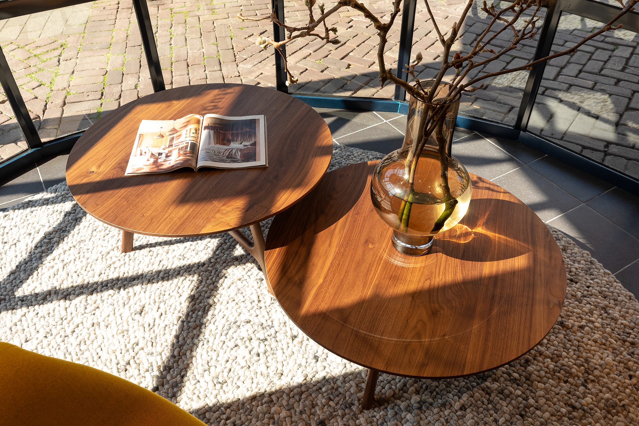 Nomeu Set Salontafels Massief Walnoot Lak - Afbeelding 3